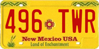 NM license plate 496TWR