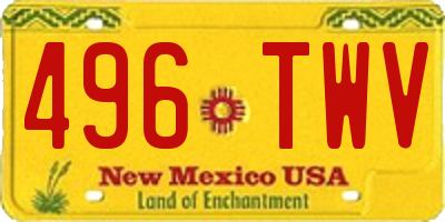 NM license plate 496TWV