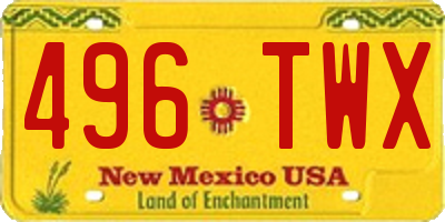 NM license plate 496TWX