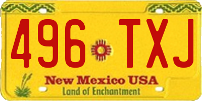 NM license plate 496TXJ