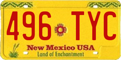 NM license plate 496TYC
