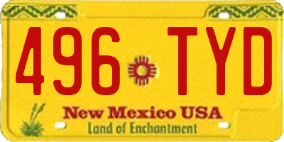NM license plate 496TYD