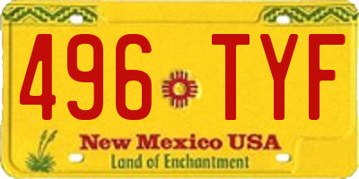 NM license plate 496TYF