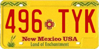 NM license plate 496TYK