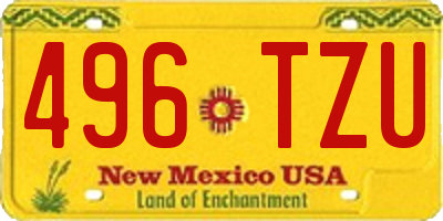 NM license plate 496TZU