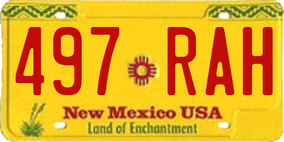 NM license plate 497RAH