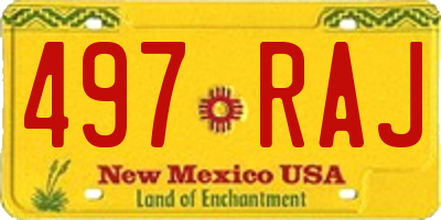 NM license plate 497RAJ