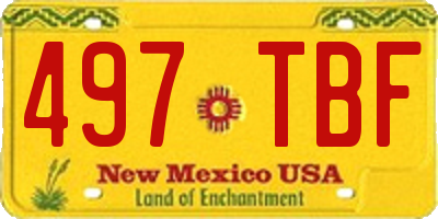 NM license plate 497TBF