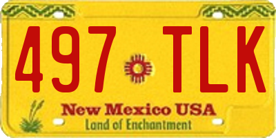 NM license plate 497TLK