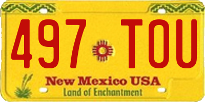NM license plate 497TOU