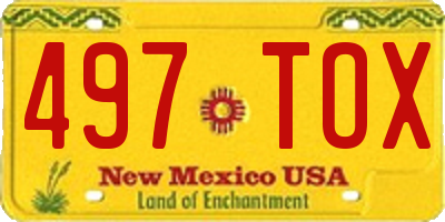 NM license plate 497TOX