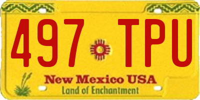 NM license plate 497TPU