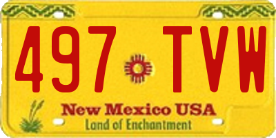 NM license plate 497TVW