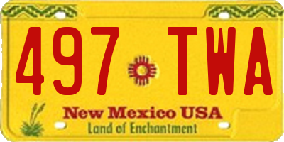 NM license plate 497TWA