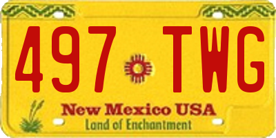 NM license plate 497TWG