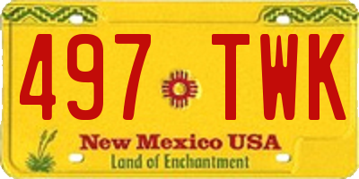 NM license plate 497TWK