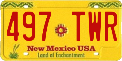 NM license plate 497TWR