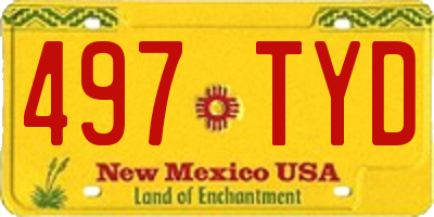 NM license plate 497TYD