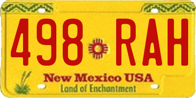 NM license plate 498RAH