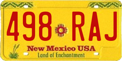 NM license plate 498RAJ