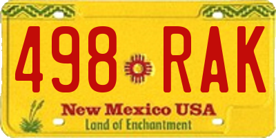 NM license plate 498RAK