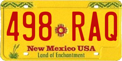 NM license plate 498RAQ