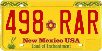 NM license plate 498RAR