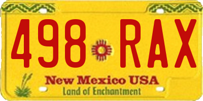 NM license plate 498RAX