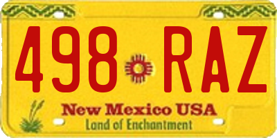 NM license plate 498RAZ