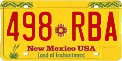 NM license plate 498RBA