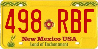 NM license plate 498RBF