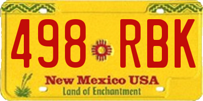 NM license plate 498RBK