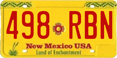 NM license plate 498RBN