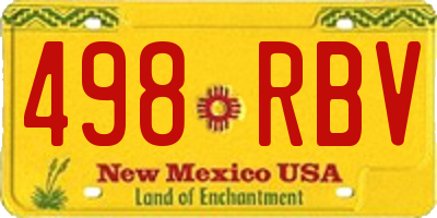 NM license plate 498RBV