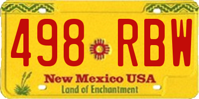 NM license plate 498RBW