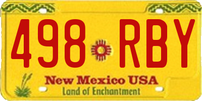 NM license plate 498RBY