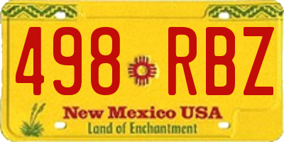 NM license plate 498RBZ