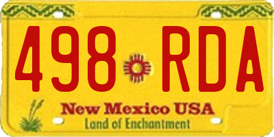 NM license plate 498RDA