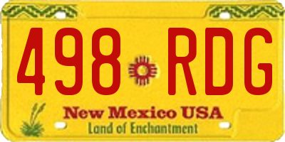 NM license plate 498RDG