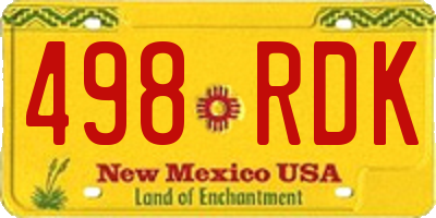 NM license plate 498RDK