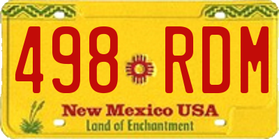 NM license plate 498RDM