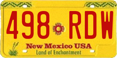NM license plate 498RDW