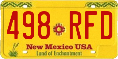 NM license plate 498RFD
