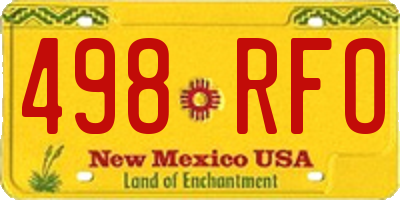 NM license plate 498RFO
