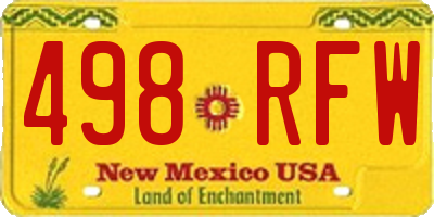 NM license plate 498RFW
