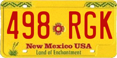NM license plate 498RGK