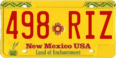 NM license plate 498RIZ