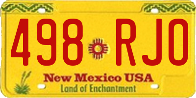 NM license plate 498RJO