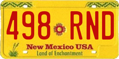NM license plate 498RND