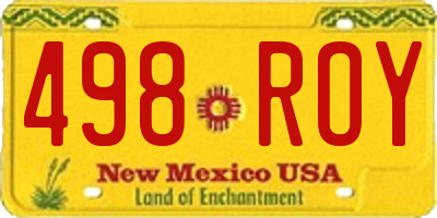 NM license plate 498ROY